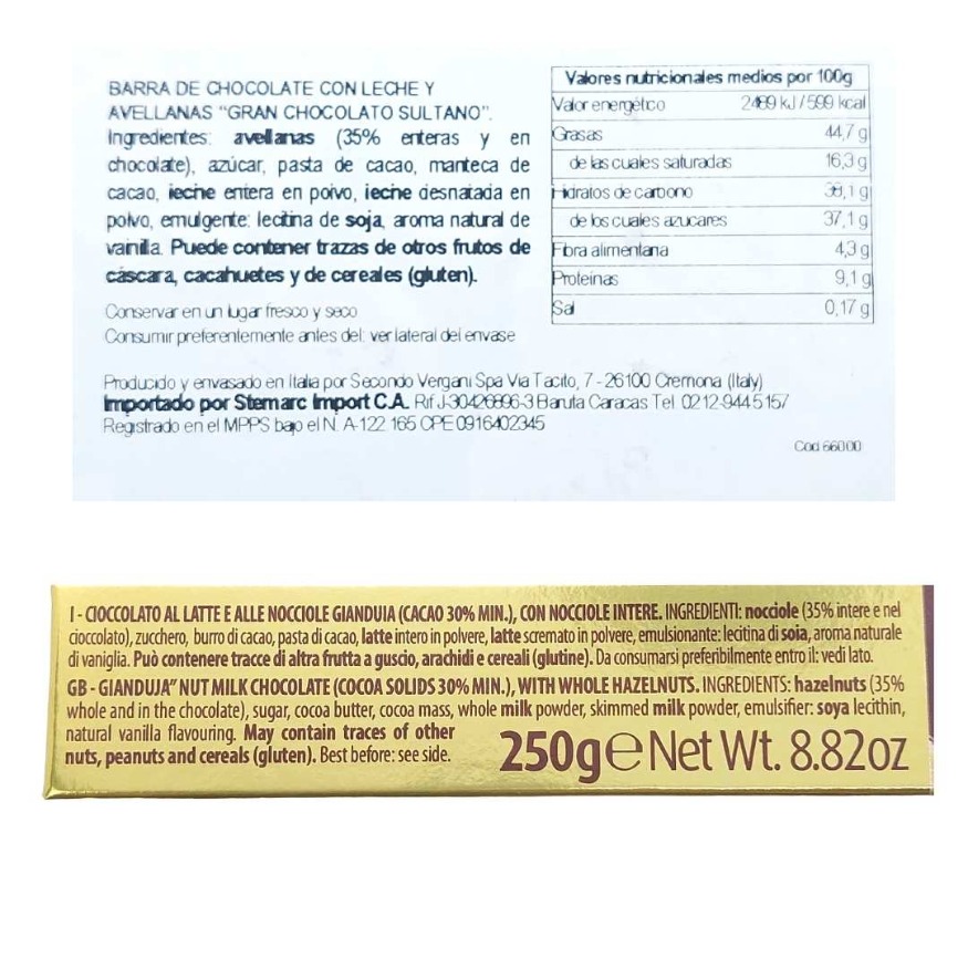 TURRÓN SULTANO GRAN NOCCIOLATO