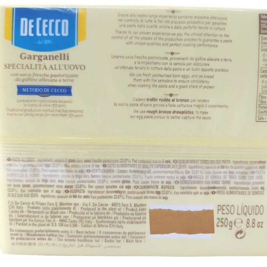 PASTA GARGANELLI AL HUEVO