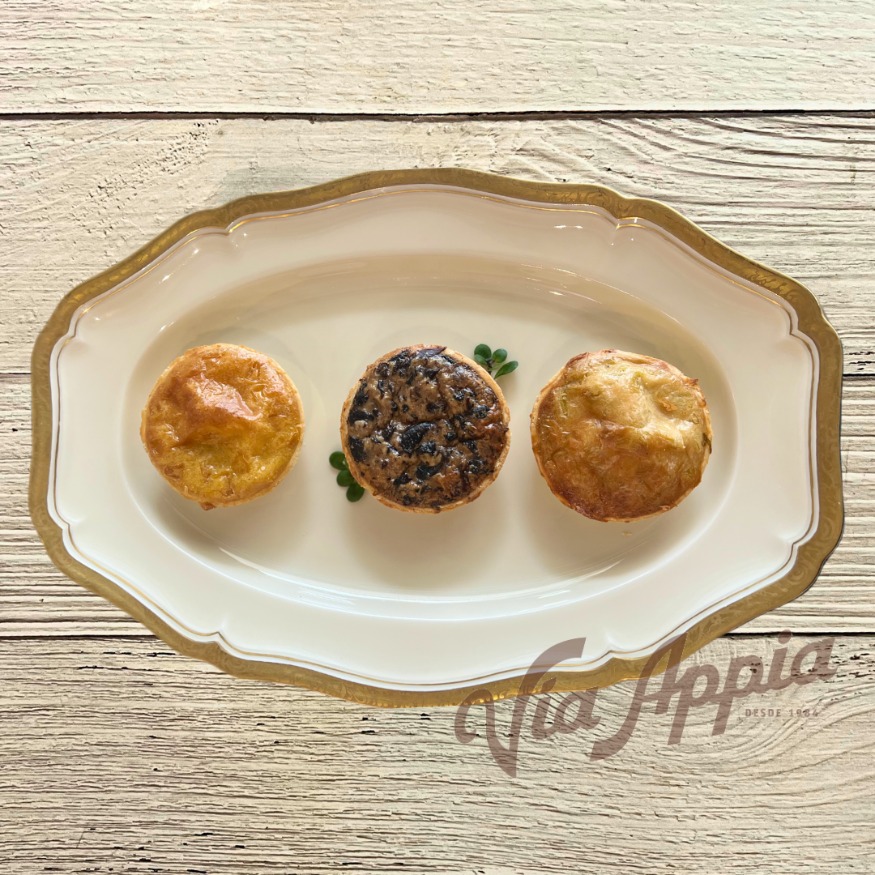 MINI QUICHES DE HONGOS, AJOPORRO O MAíZ
